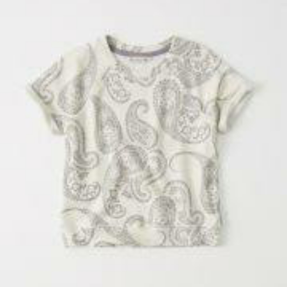 A&F Fleece Terry Cream Paisley Popover